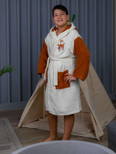 Изображение товара Халат детский Minteks Махровый ТВ06-3 (р-р 38/158-164, молочный)