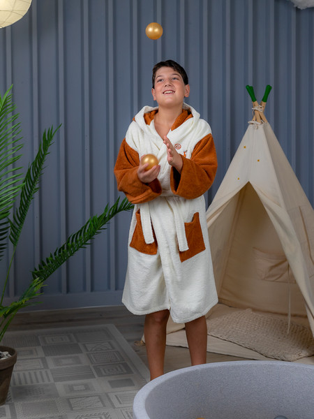 Изображение товара Халат детский Minteks Махровый ТВ06-3 (р-р 38/158-164, молочный)