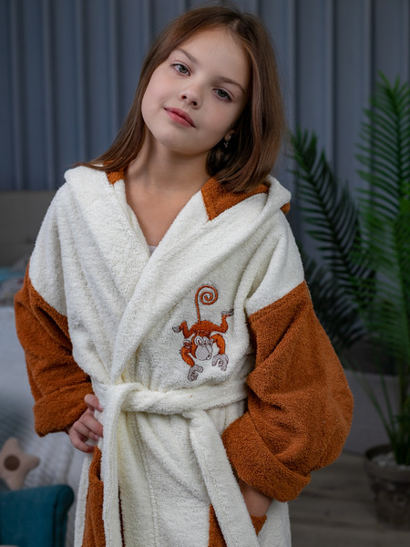 Изображение товара Халат детский Minteks Махровый ТВ06-3 (р-р 38/158-164, молочный)