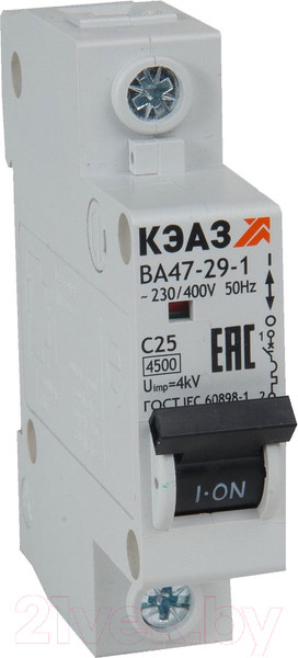 Изображение товара Выключатель автоматический КЭАЗ ВА47-29-1B10-УХЛ3 4.5кА / 318180