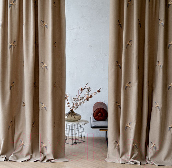 Изображение товара Комплект штор Pasionaria Мэри 290x280 с подхватами (бежево-коричневый)