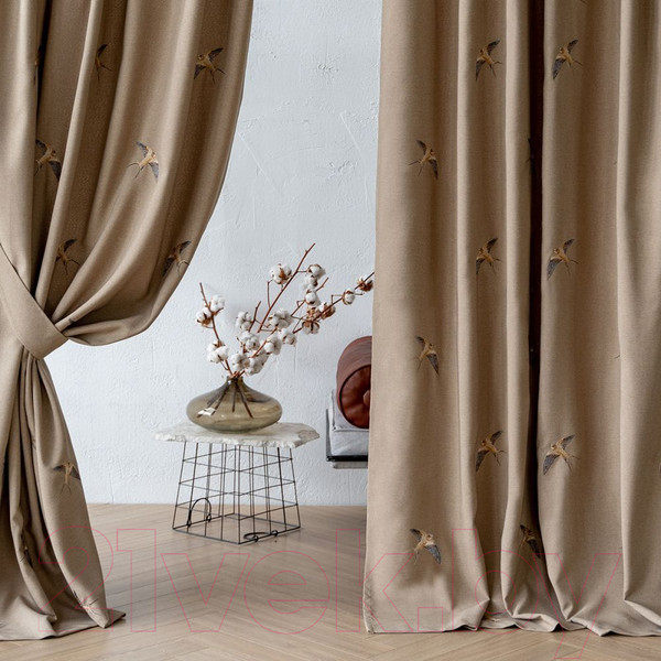 Изображение товара Комплект штор Pasionaria Мэри 290x280 с подхватами (бежево-коричневый)