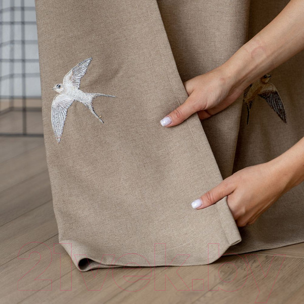 Изображение товара Комплект штор Pasionaria Мэри 290x280 с подхватами (бежево-коричневый)