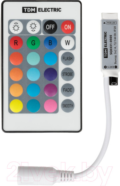 Изображение товара Контроллер для светодиодной ленты TDM RGB-IR-12В-6А-72Вт-IP20 / SQ0331-0505