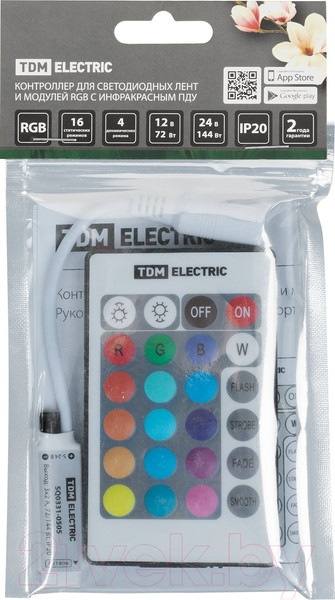 Изображение товара Контроллер для светодиодной ленты TDM RGB-IR-12В-6А-72Вт-IP20 / SQ0331-0505