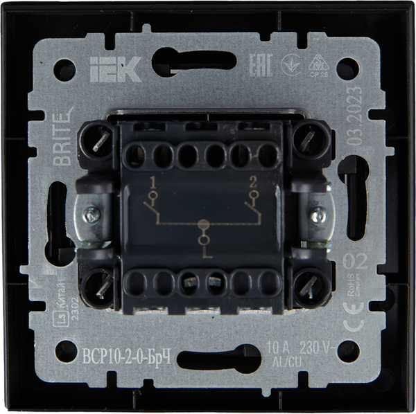 Изображение товара Выключатель IEK Brite BR-V20-0-10-K02-F (черный)