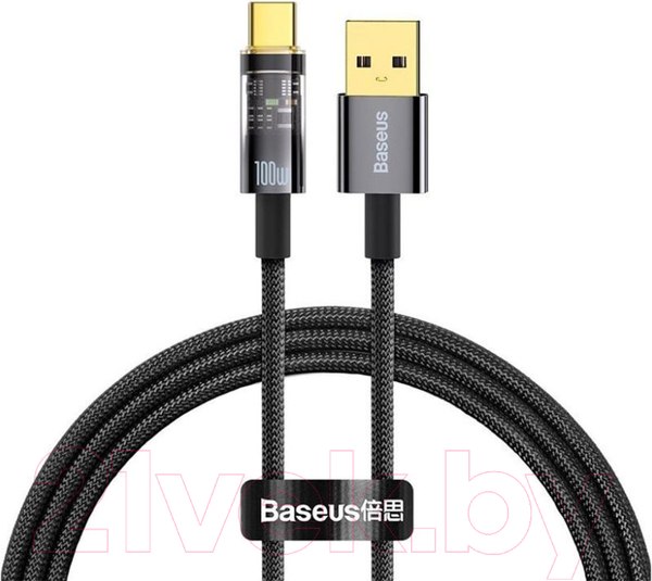 Изображение товара Кабель Baseus Explorer Series Auto Power-Off USB to Type-C 100W / CATS000201 (1м, черный)