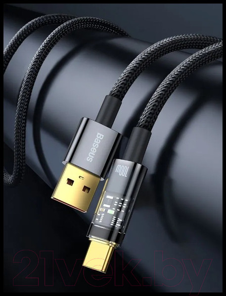 Изображение товара Кабель Baseus Explorer Series Auto Power-Off USB to Type-C 100W / CATS000301 (2м, черный)