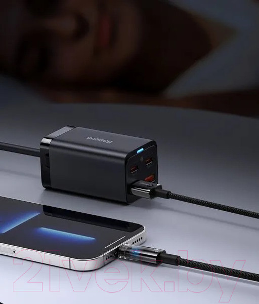 Изображение товара Кабель Baseus Explorer Series Auto Power-Off USB to IP 2.4A / CATS000501 (2м, черный)