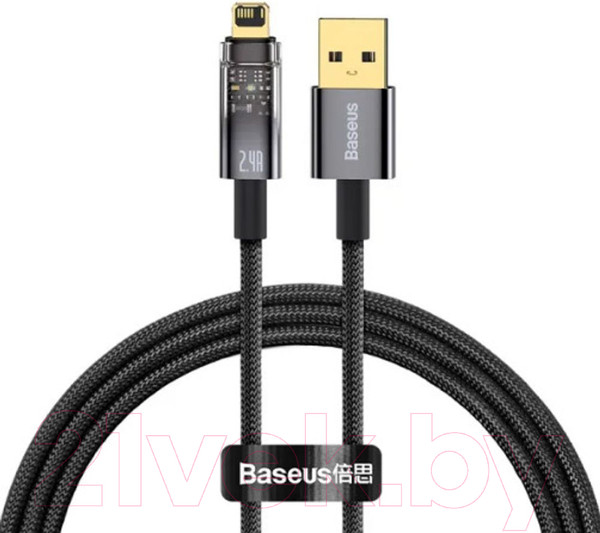 Изображение товара Кабель Baseus Explorer Series Auto Power-Off USB to IP 2.4A / CATS000501 (2м, черный)