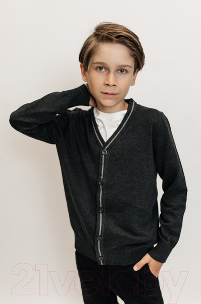 Изображение товара Кардиган детский Isee JS-008 (р-р 34/134-140, темно-серый)