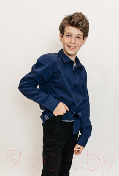 Изображение товара Рубашка детская Isee UN-71849B (р-р 32/122-128, темно-синий)