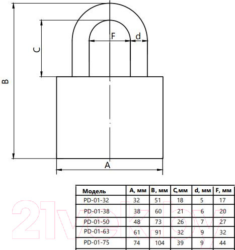 Изображение товара Замок навесной VELA ЗН-01-38