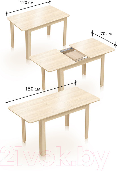Изображение товара Обеденный стол Артём-Мебель СН-130.01 (дуб экспрессив песочный)