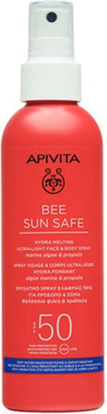 Изображение товара Спрей солнцезащитный Apivita Bee Sun Safe SPF50 Тающий ультралегкий для лица и тела (200мл)