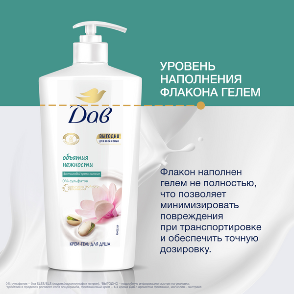 Изображение товара Гель для душа Dove Фисташковый крем и магнолия (610мл)