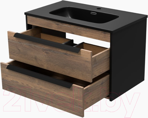Изображение товара Тумба под умывальник Brevita Monsour 80 / MON-09080-0102Я (черный/темное дерево)