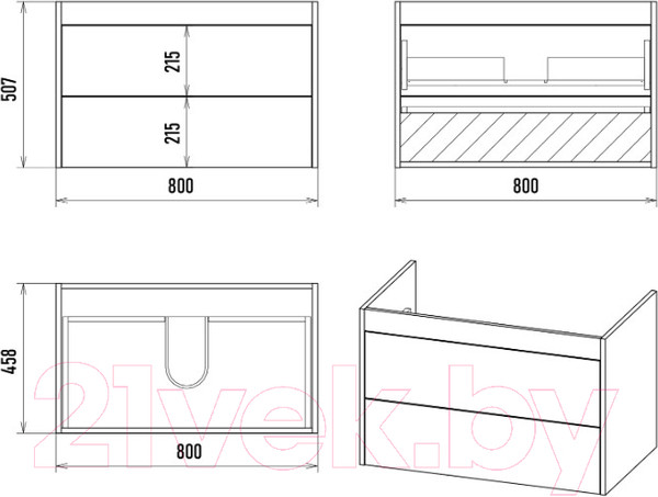Изображение товара Тумба под умывальник Brevita Monsour 80 / MON-09080-0102Я (черный/темное дерево)