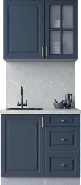 Изображение товара Кухонный гарнитур Интерлиния Мила Шато 0.9А (индиго/индиго/опал светлый)