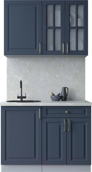 Изображение товара Кухонный гарнитур Интерлиния Мила Шато 1.1А (индиго/индиго/опал светлый)