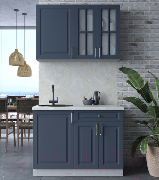 Изображение товара Кухонный гарнитур Интерлиния Мила Шато 1.1А (индиго/индиго/опал светлый)