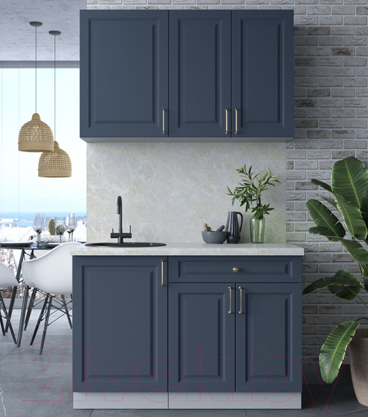 Изображение товара Кухонный гарнитур Интерлиния Мила Шато 1.2А (индиго/индиго/опал светлый)