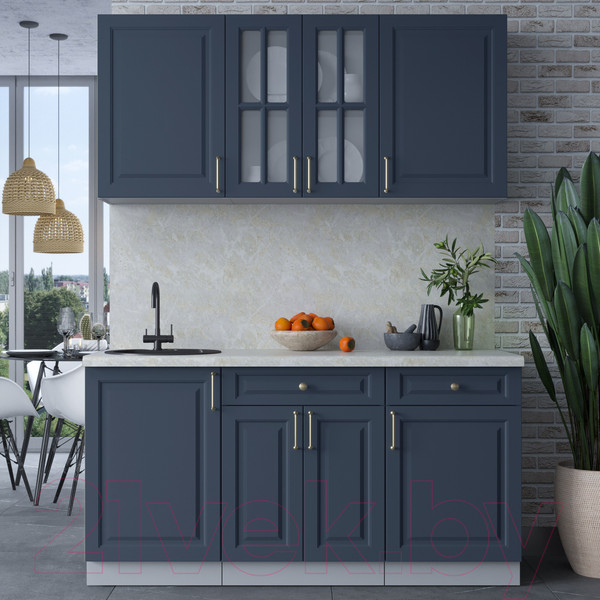 Изображение товара Кухонный гарнитур Интерлиния Мила Шато 1.6А (индиго/индиго/опал светлый)