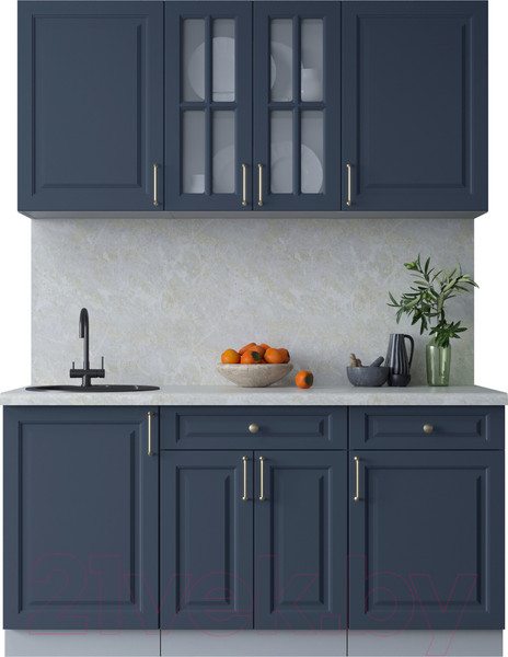 Изображение товара Кухонный гарнитур Интерлиния Мила Шато 1.6А (индиго/индиго/опал светлый)