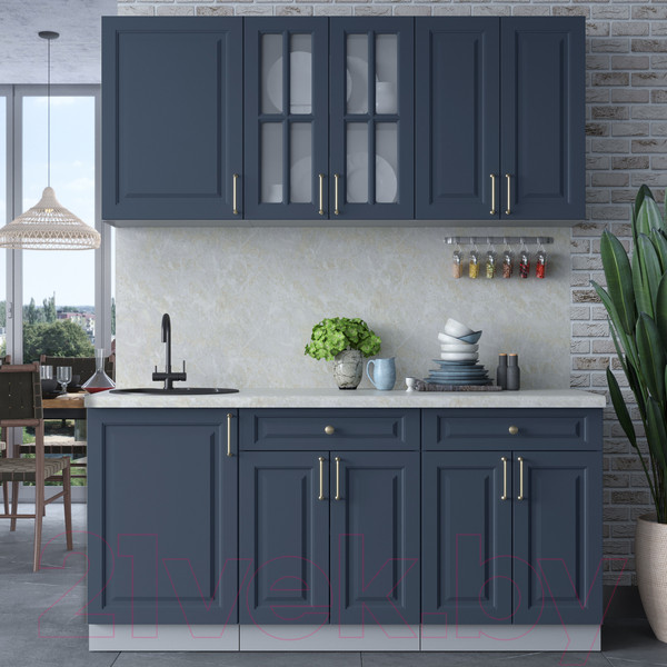 Изображение товара Кухонный гарнитур Интерлиния Мила Шато 1.7А (индиго/индиго/опал светлый)