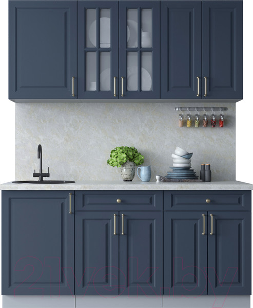 Изображение товара Кухонный гарнитур Интерлиния Мила Шато 1.7А (индиго/индиго/опал светлый)