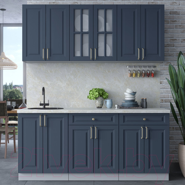 Изображение товара Кухонный гарнитур Интерлиния Мила Шато 1.8А (индиго/индиго/опал светлый)