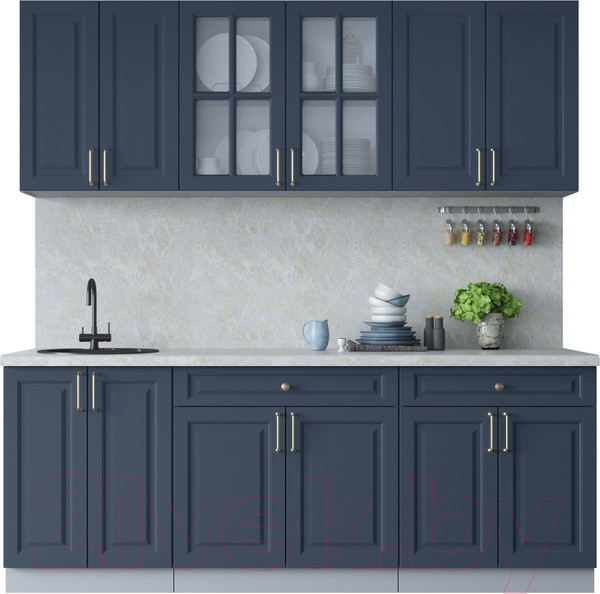 Изображение товара Кухонный гарнитур Интерлиния Мила Шато 2.1А (индиго/индиго/опал светлый)