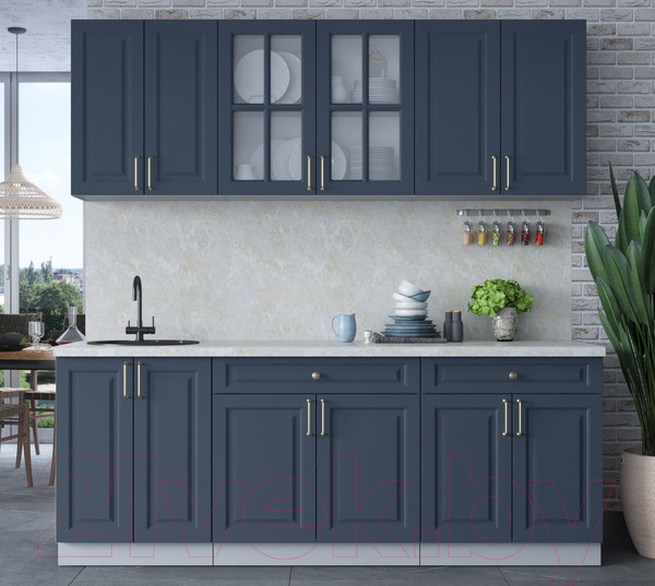 Изображение товара Кухонный гарнитур Интерлиния Мила Шато 2.1А (индиго/индиго/опал светлый)