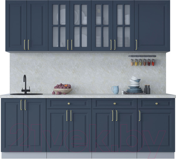 Изображение товара Кухонный гарнитур Интерлиния Мила Шато 2.3А (индиго/индиго/опал светлый)