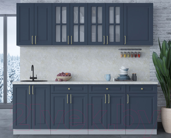 Изображение товара Кухонный гарнитур Интерлиния Мила Шато 2.3А (индиго/индиго/опал светлый)