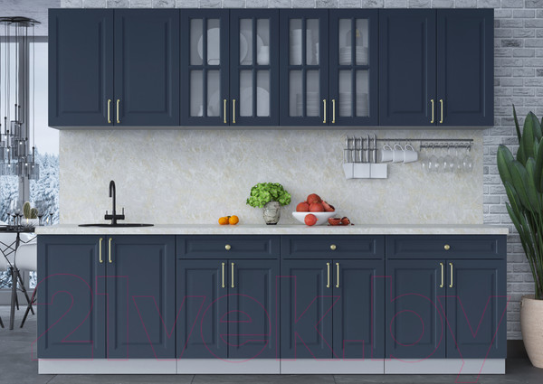 Изображение товара Кухонный гарнитур Интерлиния Мила Шато 2.7А (индиго/индиго/опал светлый)
