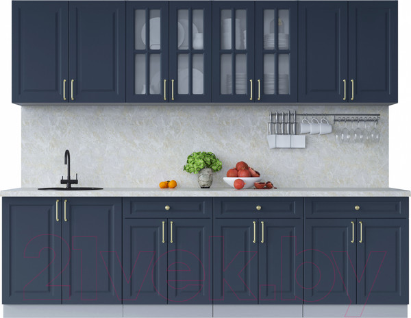 Изображение товара Кухонный гарнитур Интерлиния Мила Шато 2.7А (индиго/индиго/опал светлый)