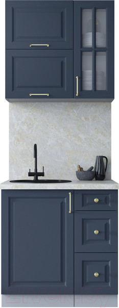 Изображение товара Кухонный гарнитур Интерлиния Мила Шато 0.8Б (индиго/индиго/опал светлый)
