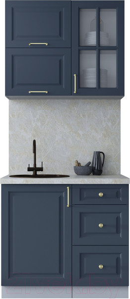 Изображение товара Кухонный гарнитур Интерлиния Мила Шато 0.9Б (индиго/индиго/опал светлый)