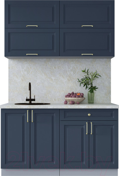 Изображение товара Кухонный гарнитур Интерлиния Мила Шато 1.4Б (индиго/индиго/опал светлый)