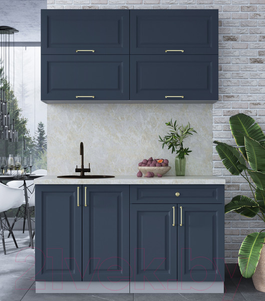 Изображение товара Кухонный гарнитур Интерлиния Мила Шато 1.4Б (индиго/индиго/опал светлый)