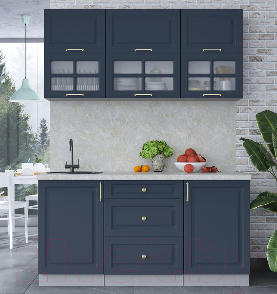 Изображение товара Кухонный гарнитур Интерлиния Мила Шато 1.6Б (индиго/индиго/опал светлый)