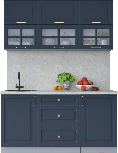 Изображение товара Кухонный гарнитур Интерлиния Мила Шато 1.6Б (индиго/индиго/опал светлый)