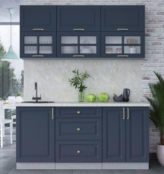 Изображение товара Кухонный гарнитур Интерлиния Мила Шато 1.7Б (индиго/индиго/опал светлый)