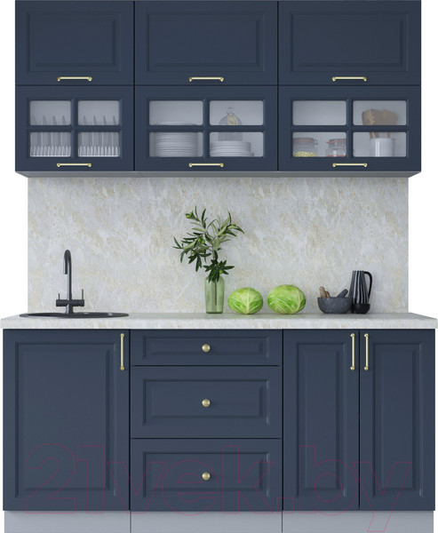Изображение товара Кухонный гарнитур Интерлиния Мила Шато 1.7Б (индиго/индиго/опал светлый)