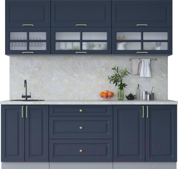 Изображение товара Кухонный гарнитур Интерлиния Мила Шато 2.2Б (индиго/индиго/опал светлый)