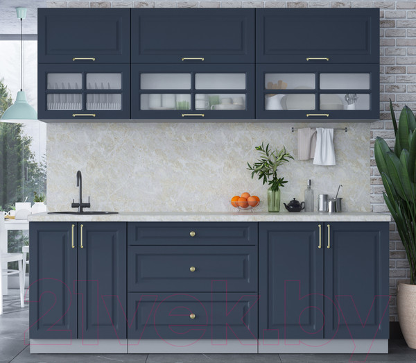 Изображение товара Кухонный гарнитур Интерлиния Мила Шато 2.2Б (индиго/индиго/опал светлый)
