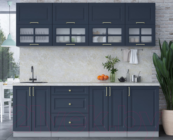 Изображение товара Кухонный гарнитур Интерлиния Мила Шато 2.3Б (индиго/индиго/опал светлый)