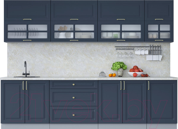 Изображение товара Кухонный гарнитур Интерлиния Мила Шато 2.9Б (индиго/индиго/опал светлый)