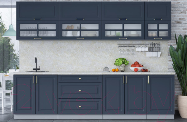 Изображение товара Кухонный гарнитур Интерлиния Мила Шато 2.9Б (индиго/индиго/опал светлый)